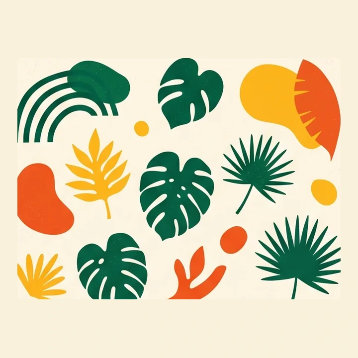 Folhas e formas tropicais